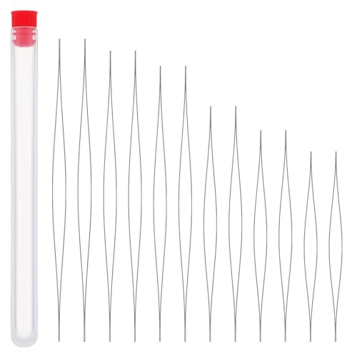 JIYIN 12 Stück Perlennadeln, 6 Größen, Edelstahl-Handnähnadeln, große Öse, Perlennadeln für Rocailles, 4,7 - 12,4 cm Perleneinfädler, Stickerei-Perlennadel für Schmuckherstellung JIYIN 12 Stück Perlennadeln, 6 Größen, Edelstahl-Handnähnadeln, große Öse, Perlennadeln für Rocailles, 4,7 - 12,4 cm Perleneinfädler, Stickerei-Perlennadel für Schmuckherstellung von JIYIN