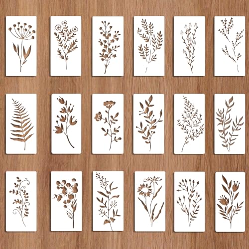 JIYIN 18 Stück Blumen Schablone, Wildblumen Schablonen Wiederverwendbar Malschablonen Wand Malen Schablonen Kleine Schablonen Zum Malen Von Möbeln DIY Heim dekoration JIYIN 18 Stück Blumen Schablone, Wildblumen Schablonen Wiederverwendbar Malschablonen Wand Malen Schablonen Kleine Schablonen Zum Malen Von Möbeln DIY Heim dekoration von JIYIN