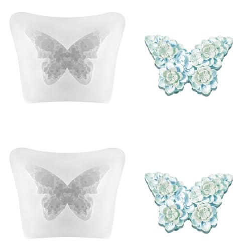 JIYIN 2 Stück Blume Schmetterling Silikonformen, Kerzen Formen Silikon Kerzenformen zum Gießen Silikonformen Gießformen für DIY Kerzen, Seifen und Schokolade von JIYIN