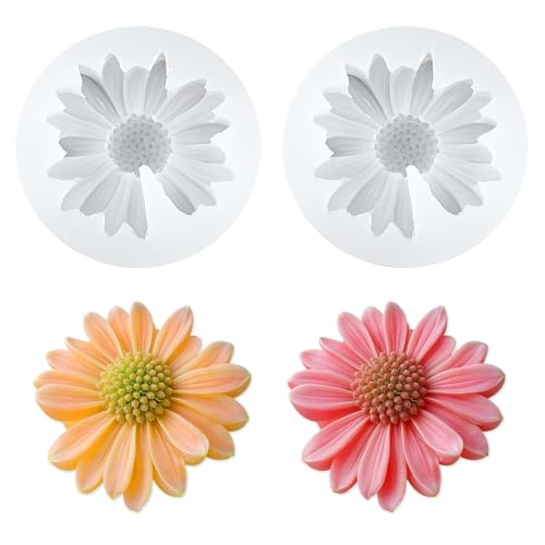 JIYIN 2 Stück Kerzen Silikonformen, 3D Pfingstrose Daisy Silikon Kerzenform Silikonformen Gießformen Blumen Kerzengießformen für Duftkerze Seife DIY Herstellung (2 Daisy) von JIYIN