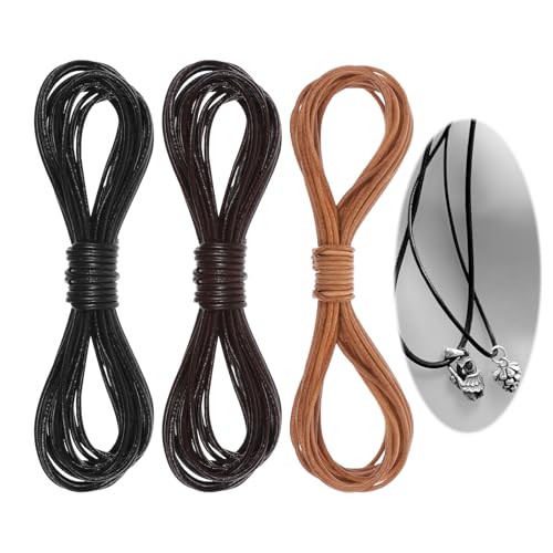 JIYIN 3 Rollen Lederschnur Lederband 5M x 1.5mm, Reißfeste Lederschnur für DIY Handwerk Schlüsselbänder Armbänder Halsketten Schnürsenkel Geschenkverpackungen - Schwarz, Braun, Natur JIYIN 3 Rollen Lederschnur Lederband 5M x 1.5mm, Reißfeste Lederschnur für DIY Handwerk Schlüsselbänder Armbänder Halsketten Schnürsenkel Geschenkverpackungen - Schwarz, Braun, Natur von JIYIN