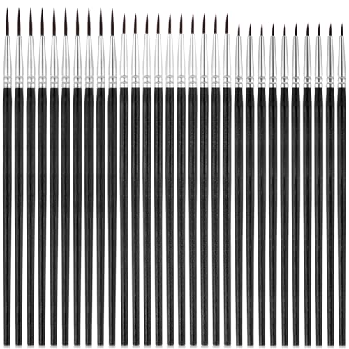 JIYIN 30 Stück Feine Pinsel Set，Malen Nach Zahlen Pinsel Miniatur Detail Pinsels Nylon Spitzpinsel Winzige Detailpinsel Dünne Pinsel Paint Brush für Acryl Aquarell Nagel Basteln Gesichtsbemalung von JIYIN