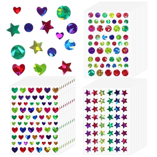 JIYIN 30Stück Mini Sticker Glitzer, Herz glitzer sticker aufkleber kinder Aufkleber Rund Sticker Herzen für DIY, Scrapbooking, Belohnung und Dekoration von JIYIN