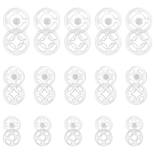 JIYIN 36 Paar Druckknöpfe zum Annähen, Kunststoff Transparent Druckknopf Druckknöpfe Groß für DIY Kleidung Handwerk 7.5mm, 10mm, 12.5mm JIYIN 36 Paar Druckknöpfe zum Annähen, Kunststoff Transparent Druckknopf Druckknöpfe Groß für DIY Kleidung Handwerk 7.5mm, 10mm, 12.5mm von JIYIN