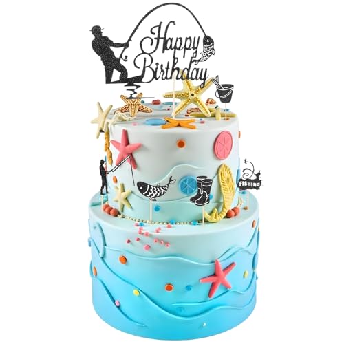 JIYIN 6 Stücke Angler Cake Topper, Kuchendeko Fische Angeln Deko Geburtstag Happy Birthday Tortendeko Angler Tortenaufleger für Tortendeko Geburtstag Mann JIYIN 6 Stücke Angler Cake Topper, Kuchendeko Fische Angeln Deko Geburtstag Happy Birthday Tortendeko Angler Tortenaufleger für Tortendeko Geburtstag Mann von JIYIN