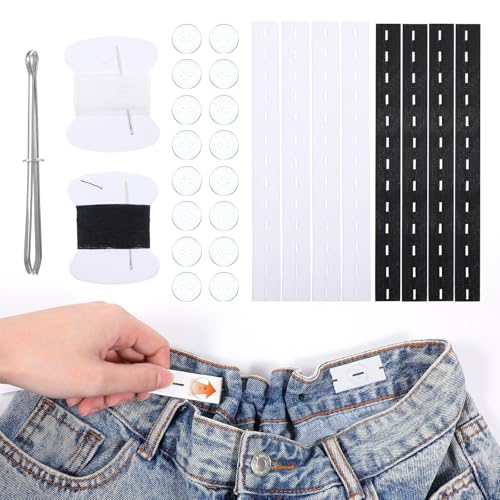 JIYIN 8 Stück Hosenbunderweiterung, 25,5 * 2cm Gummiband zum Nähen Hosenerweiterung Schwangerschaft mit Knöpfe und Nähwerkzeuge für Hosen Jeans Rock Damen Herren JIYIN 8 Stück Hosenbunderweiterung, 25,5 * 2cm Gummiband zum Nähen Hosenerweiterung Schwangerschaft mit Knöpfe und Nähwerkzeuge für Hosen Jeans Rock Damen Herren von JIYIN