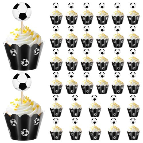 JIYIN Cupcake-Topper mit Fußballmotiven, Fußball-Cupcake-Picks, doppelseitiger Druck, Fußball-Kuchenaufsatz für Fußball-Thema, Babyparty, Geburtstagsparty, Kuchendekorationen, Zubehör, 36 Stück JIYIN Cupcake-Topper mit Fußballmotiven, Fußball-Cupcake-Picks, doppelseitiger Druck, Fußball-Kuchenaufsatz für Fußball-Thema, Babyparty, Geburtstagsparty, Kuchendekorationen, Zubehör, 36 Stück von JIYIN