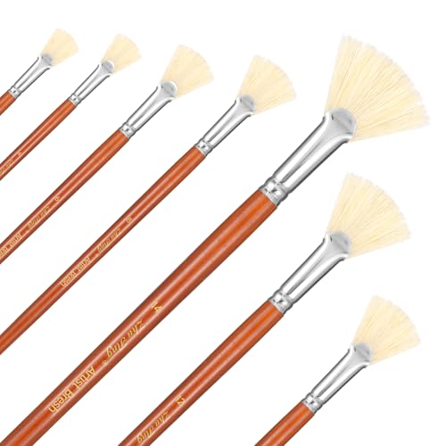 JIYIN 7 Stück Malen Pinsel Set, Fächerpinsel Schweineborsten Pinsel Acrylfarben Fächerpinsel zum Malen Künstlerpinsel für Acrylmalerei Ölgemälde Aquarellmalerei (7 Größen) JIYIN 7 Stück Malen Pinsel Set, Fächerpinsel Schweineborsten Pinsel Acrylfarben Fächerpinsel zum Malen Künstlerpinsel für Acrylmalerei Ölgemälde Aquarellmalerei (7 Größen) von JIYIN