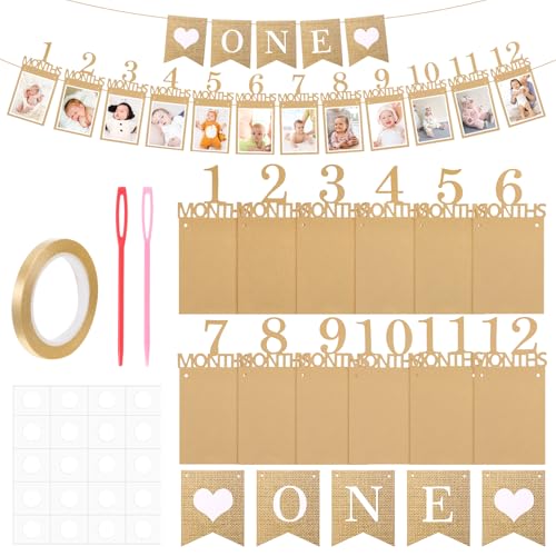 JIYIN Foto Banner 1. Geburtstag, Fotogirlande 1. Geburtstag Foto Girlande 1 Bis 12 Monate Baby Fotogirlande Baby-Milestone-Foto, Hängende Wanddekoration für Mädchen/Jungen Party Dekor Feiern JIYIN Foto Banner 1. Geburtstag, Fotogirlande 1. Geburtstag Foto Girlande 1 Bis 12 Monate Baby Fotogirlande Baby-Milestone-Foto, Hängende Wanddekoration für Mädchen/Jungen Party Dekor Feiern von JIYIN