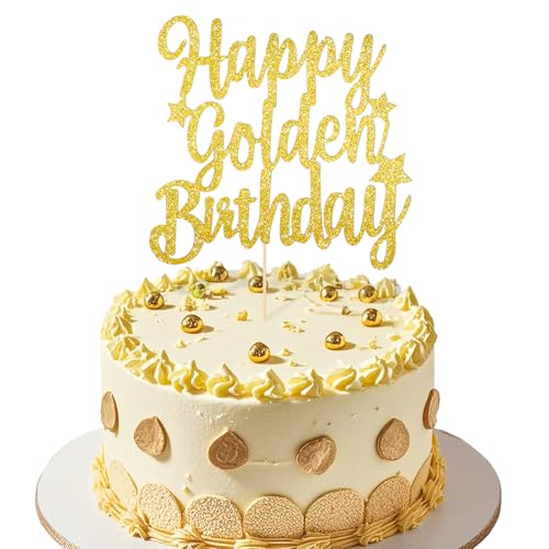 JIYIN Happy Birthday Cake Toppers, Gold Cake Inserts Cupcake Toppers Glitter Happy Birthday Cake Sign Banner for Men Women Birthday Decoration Supplies for Cake Party Birthday JIYIN Happy Birthday Cake Toppers, Gold Cake Inserts Cupcake Toppers Glitter Happy Birthday Cake Sign Banner for Men Women Birthday Decoration Supplies for Cake Party Birthday von JIYIN