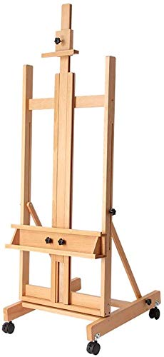 JIYTG Holzboden-Staffelei mit Rädern, Malständer, Staffelei, groß, für den professionellen Gebrauch, Studio-Staffelei für den Innenbereich, Leinwand, Werbeständer mit Rad von JIYTG