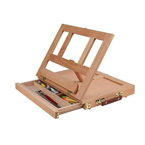 JIYTG Staffelei Staffelei, Ölstaffelei, verstellbar, Holz, Tischstaffelei mit Schublade, tragbare Desktop-Malerei, Hardware, A-Rahmen-Staffelei, Kunstbedarf von JIYTG