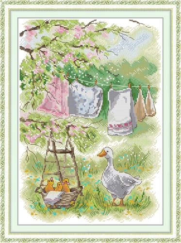 JIZOQE Kreuzstich-Kits Vorgedruckte Stoffe Stickerei Kit für Erwachsene Anfänger 11CT-Feder 40x50cm(Rahmenlos) von JIZOQE