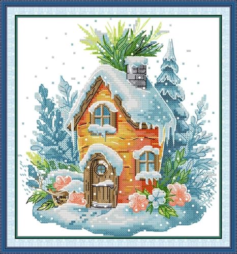 JIZOQE Kreuzstich-Kits Vorgedruckte Stoffe Stickerei Kit für Erwachsene Anfänger 11CT-Karotten-Hütte 45x45cm(Rahmenlos) von JIZOQE