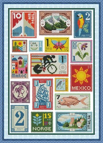JIZOQE Kreuzstich Set Vorgedruckt 11 CT Kreuzstich Stickpackungen,Stickbilder Vorgedruckt Kreuzstich für Wandkunst-Heimdekoration-Mond-Nacht-Briefmarke 38x52cm(Rahmenlos) von JIZOQE