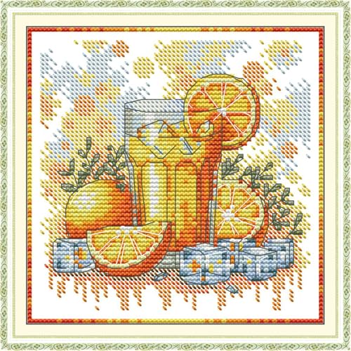 JIZOQE Kreuzstich Set Vorgedruckt 11 CT Kreuzstich Stickpackungen,Stickbilder Vorgedruckt Kreuzstich für Wandkunst-Heimdekoration-Mond-Nacht-Saft 50x50cm(Rahmenlos) von JIZOQE