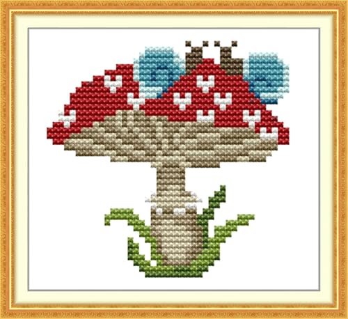 JIZOQE Kreuzstich Stickpackung 11CT Sticken Set Erwachsene Kreuzstich,DIY Stickbilder Vorgedruckt Kreuzstich für Anfänger Home Decor-Pilz 40x40cm(Rahmenlos) von JIZOQE