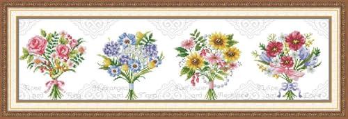 JIZOQE Kreuzstich Stickpackungen Vorgedruckt 11CT DIY Stickpackung Set-Bild Seidenstrauß 90x40cm(Rahmenlos) von JIZOQE