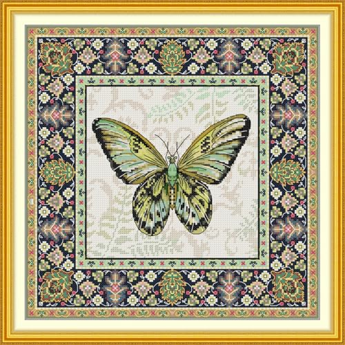JIZOQE Kreuzstich Stickpackungen Vorgedruckt 11CT DIY Stickpackung Set-Tierischer Schmetterling 46x46cm(Rahmenlos) von JIZOQE