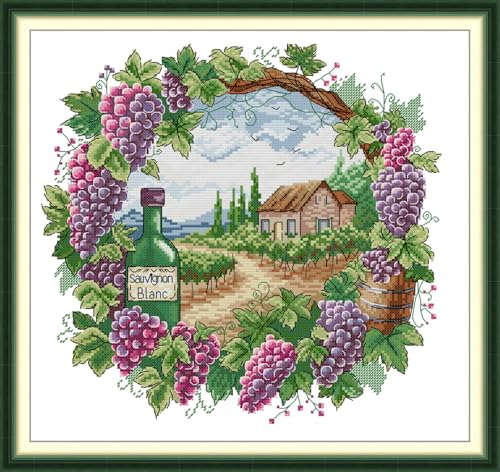 JIZOQE Stickerei-Set, Kreuzstich,geprägt mit gedrucktem Muster, Starter-Set-Sommerliche Szenerie 50x50cm(Rahmenlos) von JIZOQE