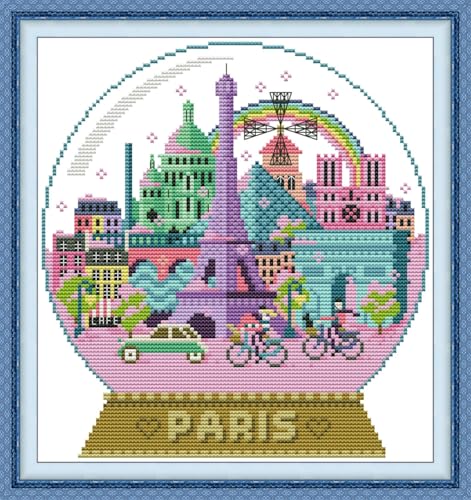 JIZOQE Stickerei-Set, Kreuzstich,geprägt mit gedrucktem Muster, Starter-Set-Turm-Szenerie 55x55cm(Rahmenlos) von JIZOQE