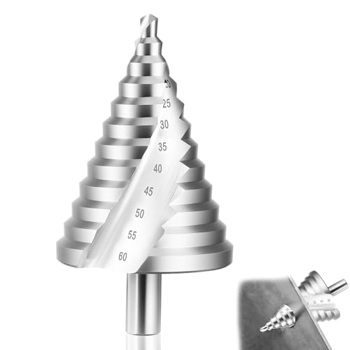 JIZZU HSS Stufenbohrer, 12 Schritte Kegelbohrer 6-60mm, 13mm Schaft Stufenbohrer Metall, Spiralnut Kegelbohrer, Lochbohrer für Metall, Edelstahl, Kunststoff, Holz von JIZZU