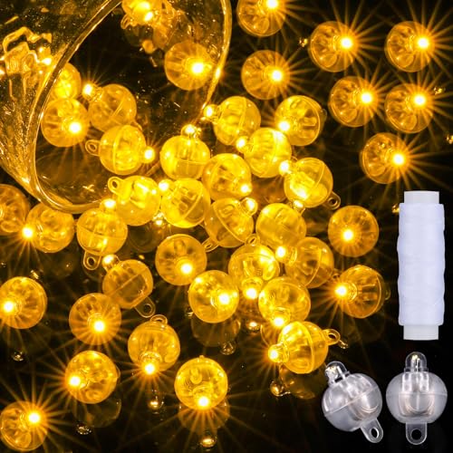 JIZZU Runde LED Ballons Lichter, 80 Stück Mini Runde Ball Ballon Licht, Bunte Runde Led Ballons Lichter für Hochzeit Party Geburtstag Dekoration Papierlaterne Ballon Party Halloween von JIZZU