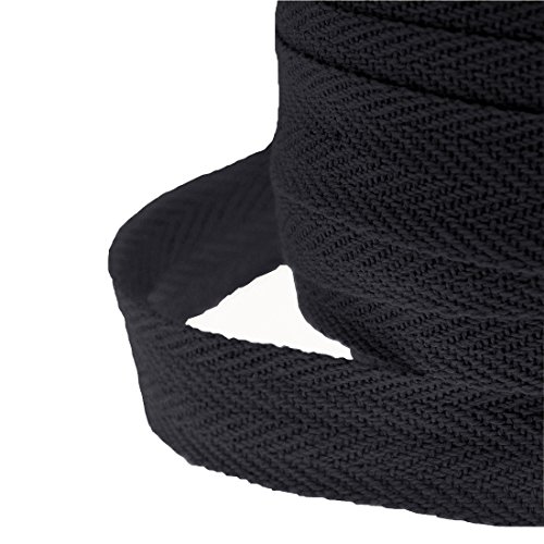 JJPRIME-BLACK Cotton, 25 mm, 2.54 cm Herringbone Twill Dressmaking Sewing Craft Apron, Bunting von JJ PRIME