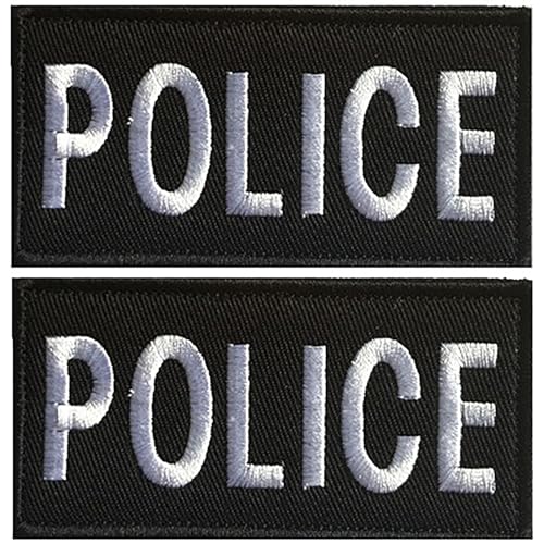 2 Stück Polizei-Patch-Hakenverschluss, bestickter Polizei-Klettverschluss für Militär, taktische Weste, Jacke, Tellerträger, taktische Uniform, Hut, Diensthundegeschirr, Haken und Schlaufe (schwarz) 2 Stück Polizei-Patch-Hakenverschluss, bestickter Polizei-Klettverschluss für Militär, taktische Weste, Jacke, Tellerträger, taktische Uniform, Hut, Diensthundegeschirr, Haken und Schlaufe (schwarz) von JJCVU