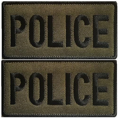 Polizei-Patch-Hakenverschluss, bestickter Polizei-Klettverschluss für Militär, taktische Weste, Jacke, Tellerträger, taktische Uniform, Hut, Diensthundegeschirr, Haken und Schlaufe (braun) von JJCVU