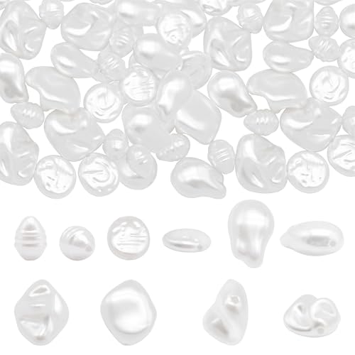 JJGQAZ 100 Stück ABS-Kunststoffperlen, gemischte unregelmäßige Formen, weiße Farbe, 0,8–1,8 cm, für DIY-Schmuckherstellung JJGQAZ 100 Stück ABS-Kunststoffperlen, gemischte unregelmäßige Formen, weiße Farbe, 0,8–1,8 cm, für DIY-Schmuckherstellung von JJGQAZ