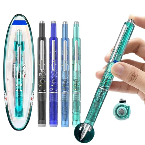 JJIAGOLD Füllfederhalter-Set mit feiner Feder, inklusive 5 blauen Tintenpatronen, transparentem Schaft und schützender Stifttasche, glattes Schreiben, Füllfederhalter für Büro-Schreibbegeisterte (4 von JJIAGOLD