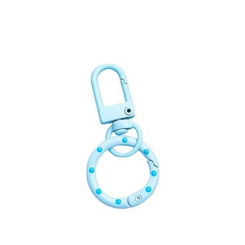 Schlüsselanhänger, bunt, handbemalt, gepunktet, Karabinerhaken mit drehbaren Ringen, für selbstgemachten Schmuck, Schlüsselanhänger, Taschenzubehör, Hellblau von JJIAGOLD