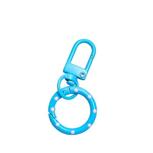 Schlüsselanhänger, bunt, handbemalt, gepunktet, Karabinerhaken mit drehbaren Ringen, für selbstgemachten Schmuck, Schlüsselanhänger, Taschenzubehör, Himmelblau von JJIAGOLD