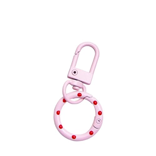 Schlüsselanhänger, bunt, handbemalt, gepunktet, Karabinerhaken mit drehbaren Ringen, für selbstgemachten Schmuck, Schlüsselanhänger, Taschenzubehör, Rosa Schlüsselanhänger, bunt, handbemalt, gepunktet, Karabinerhaken mit drehbaren Ringen, für selbstgemachten Schmuck, Schlüsselanhänger, Taschenzubehör, Rosa von JJIAGOLD