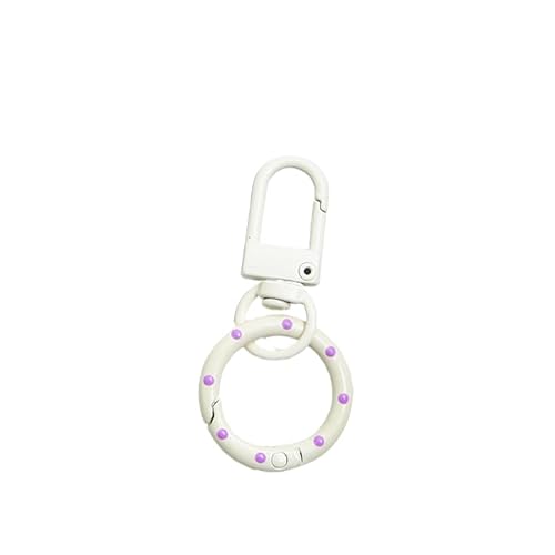 Schlüsselanhänger, bunt, handbemalt, gepunktet, Karabinerhaken mit drehbaren Ringen, für selbstgemachten Schmuck, Schlüsselanhänger, Taschenzubehör (Beige) von JJIAGOLD