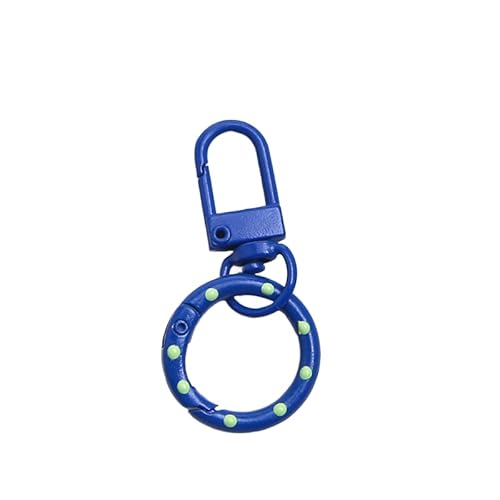 Schlüsselanhänger, bunt, handbemalt, gepunktet, Karabinerhaken mit drehbaren Ringen, für selbstgemachten Schmuck, Schlüsselanhänger, Taschenzubehör (Königsblau) von JJIAGOLD