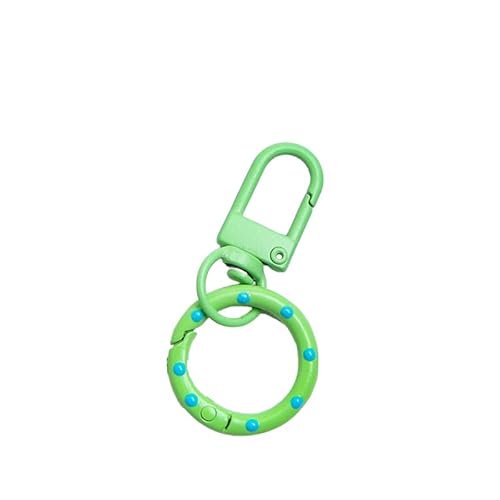 Schlüsselanhänger, bunt, handbemalt, gepunktet, Karabinerhaken mit drehbaren Ringen, für selbstgemachten Schmuck, Schlüsselanhänger, Taschenzubehör (grün) von JJIAGOLD