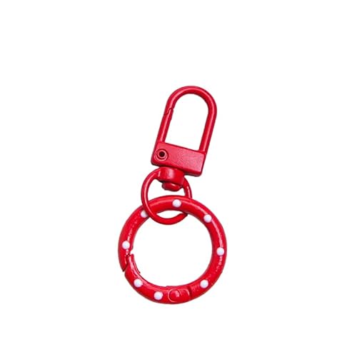 Schlüsselanhänger, bunt, handbemalt, gepunktet, Karabinerhaken mit drehbaren Ringen für selbstgemachten Schmuck, Schlüsselanhänger, Taschenzubehör, Rot von JJIAGOLD