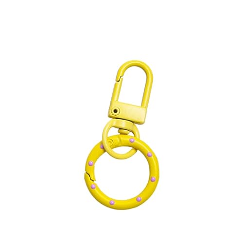 Schlüsselanhänger, bunt, handbemalt, gepunktet, Karabinerhaken mit drehbaren Ringen für selbstgemachten Schmuck, Schlüsselanhänger, Taschenzubehör (Gelb) von JJIAGOLD