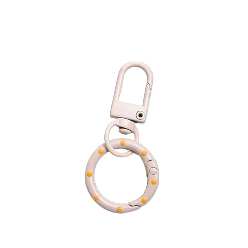 Schlüsselanhänger, bunt, handbemalt, gepunktet, Karabinerhaken mit drehbaren Ringen für selbstgemachten Schmuck, Schlüsselanhänger, Taschenzubehör (Hellkaffee) von JJIAGOLD