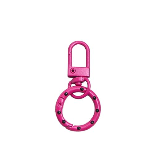 Schlüsselanhänger, bunt, handbemalt, gepunktet, Karabinerhaken mit drehbaren Ringen für selbstgemachten Schmuck, Schlüsselanhänger, Taschenzubehör (Rosarot) von JJIAGOLD