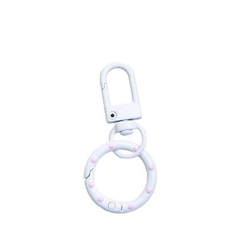 Schlüsselanhänger, bunt, handbemalt, gepunktet, Karabinerhaken mit drehbaren Ringen für selbstgemachten Schmuck, Schlüsselanhänger, Taschenzubehör (weiß) von JJIAGOLD