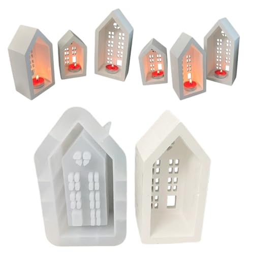 JJIW Silikonformen Gießformen Häuser Kerzenhalter, 3D Silikonform Kerzenhalter für Teelichter, Haus Silikonform Kerzenhalter Silikonform, Kerzenformen Zum Gießen, für DIY Herbst Dekoration (Stil B-M) JJIW Silikonformen Gießformen Häuser Kerzenhalter, 3D Silikonform Kerzenhalter für Teelichter, Haus Silikonform Kerzenhalter Silikonform, Kerzenformen Zum Gießen, für DIY Herbst Dekoration (Stil B-M) von JJIW