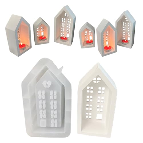 JJIW Silikonformen Gießformen Häuser Kerzenhalter, 3D Silikonform Kerzenhalter für Teelichter, Haus Silikonform Kerzenhalter Silikonform, Kerzenformen Zum Gießen, für DIY Herbst Dekoration (Stil B-L) JJIW Silikonformen Gießformen Häuser Kerzenhalter, 3D Silikonform Kerzenhalter für Teelichter, Haus Silikonform Kerzenhalter Silikonform, Kerzenformen Zum Gießen, für DIY Herbst Dekoration (Stil B-L) von JJIW
