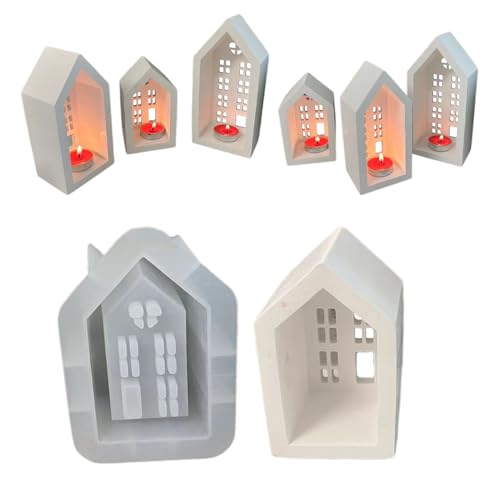 JJIW Silikonformen Gießformen Häuser Kerzenhalter, 3D Silikonform Kerzenhalter für Teelichter, Haus Silikonform Kerzenhalter Silikonform, Kerzenformen Zum Gießen, für DIY Herbst Dekoration (Stil B-S) JJIW Silikonformen Gießformen Häuser Kerzenhalter, 3D Silikonform Kerzenhalter für Teelichter, Haus Silikonform Kerzenhalter Silikonform, Kerzenformen Zum Gießen, für DIY Herbst Dekoration (Stil B-S) von JJIW