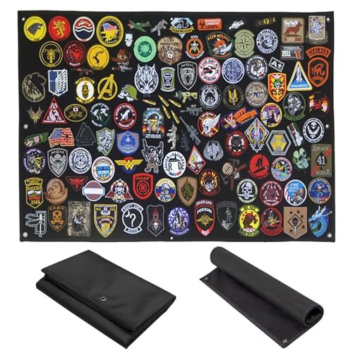 Kletttafel für Cusson, Wandschild für Sammlung von Klettpatches, Klett-Aufnäher – Militärisches Abzeichen – mit schwarzen Ösen (eisenhaltig, 110 x 70 cm) von JJIW
