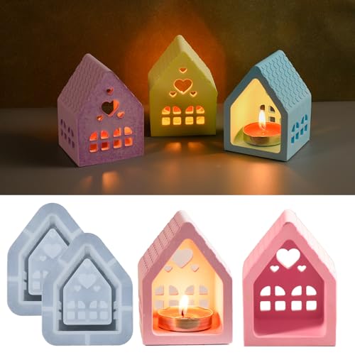 Silikonformen Gießformen Häuser Kerzenhalter, 3D Silikonform Kerzenhalter für Teelichter, Haus Silikonform Kerzenhalter Silikonform, Kerzenformen Zum Gießen, für DIY Herbst Dekoration (Stil A-2pcs) Silikonformen Gießformen Häuser Kerzenhalter, 3D Silikonform Kerzenhalter für Teelichter, Haus Silikonform Kerzenhalter Silikonform, Kerzenformen Zum Gießen, für DIY Herbst Dekoration (Stil A-2pcs) von JJIW
