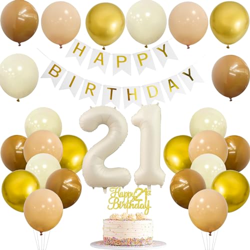 JJJZAMZ 21 Geburtstag Deko Frauen Manner, Banner 21 Geburtstag Girlande mit Luftballons 21. Geburtstag Beige Braun Gold Party Ballons Tortendeko 21. Geburtstag Party Dekoration JJJZAMZ 21 Geburtstag Deko Frauen Manner, Banner 21 Geburtstag Girlande mit Luftballons 21. Geburtstag Beige Braun Gold Party Ballons Tortendeko 21. Geburtstag Party Dekoration von JJJZAMZ