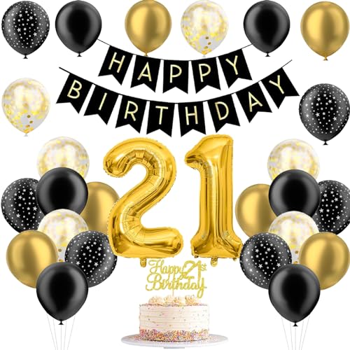 JJJZAMZ 21 Geburtstag Deko Junge Mädchen, Deko 21. Geburtstag Luftballons Schwarz Gold, Zahlen Luftballon 21 Schwarz Gold Deko, Party Ballons Tortendeko für 21 Geburtstag Dekoration JJJZAMZ 21 Geburtstag Deko Junge Mädchen, Deko 21. Geburtstag Luftballons Schwarz Gold, Zahlen Luftballon 21 Schwarz Gold Deko, Party Ballons Tortendeko für 21 Geburtstag Dekoration von JJJZAMZ